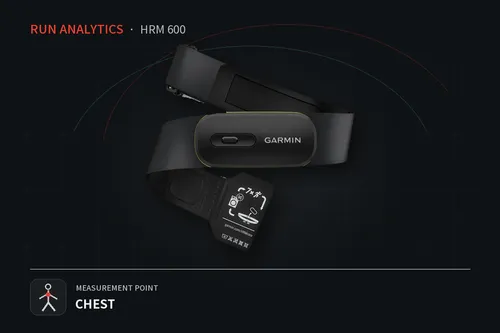 가슴에 착용하는 검은색 Garmin HRM 600 심박 벨트